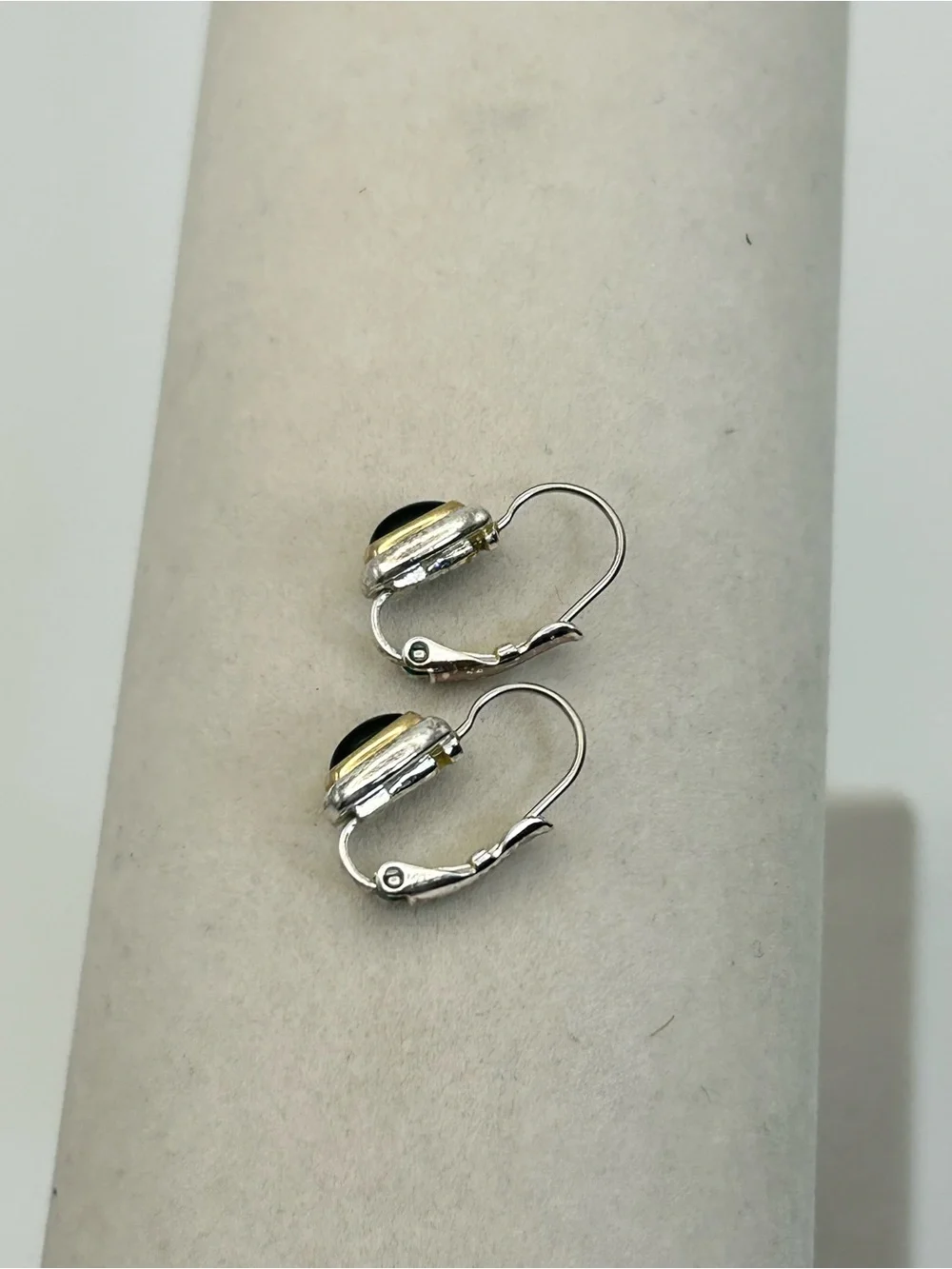 Tri-tone Gold Silver Black Earrings Qty 2 Pairs Lever Backs